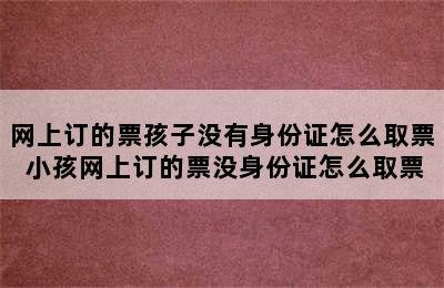 网上订的票孩子没有身份证怎么取票 小孩网上订的票没身份证怎么取票